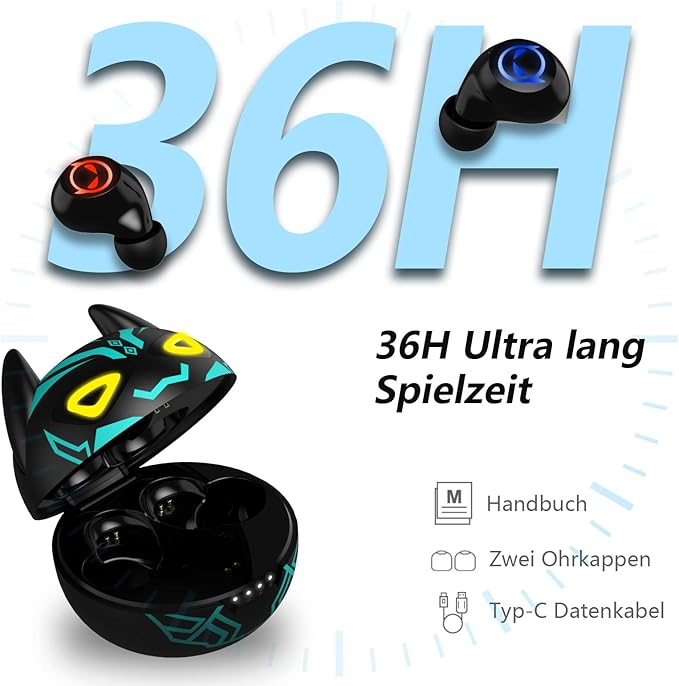 Kids Wireless Earbuds,Bluetooth in Ear Headphone with Microphone Comfort&Lightweight Earphone with Noise Cancellation,3D Surround Stereo Bass,Battery Life Portable Mini Charging Case for Sport.