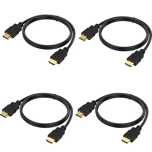 HDMI Cable 4 FT 4-Pack, 4K HDMI 2.0 Cable 4FT, Shielded HDMI 2.0 CL3 Rated Cord for Smart Monitor with Streaming TV, 4K, 1080P@144Hz,ARC & CL3 Rated | for Laptop, Monitor, PS5, PS4, Xbox, Soundbar