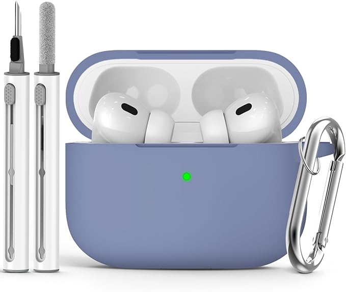 Ljusmicker for AirPods Pro Case Cover with Cleaner Kit,Soft Silicone Protective Case for Apple AirPod Pro 2nd/1st Generation Case for Women Men,AirPods Pro 2 Case Accessories with Keychain-Lavender