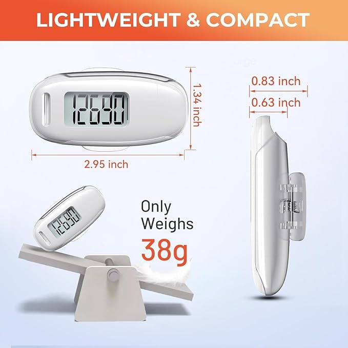 3D Pedometer for Walking, Simple Walking Step Counter with Removable Clip and Strap, USB Rechargeable Step Tracker with Backlight, Accurate Step Counter for Men Women Seniors