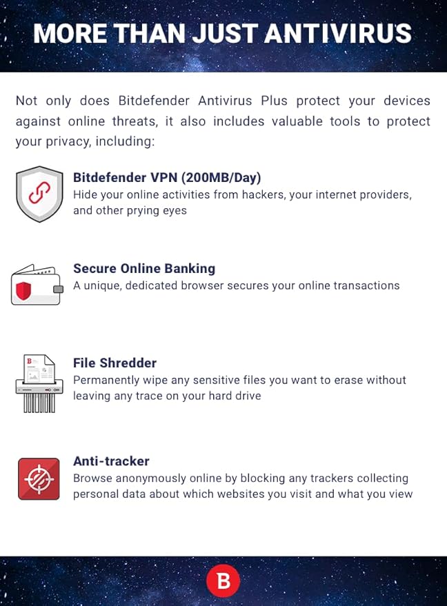 Bitdefender Total Security 2025 – Complete Antivirus and Internet Security Suite – 5 Devices | 1 Year Subscription | PC/Mac | Activation Code by Mail