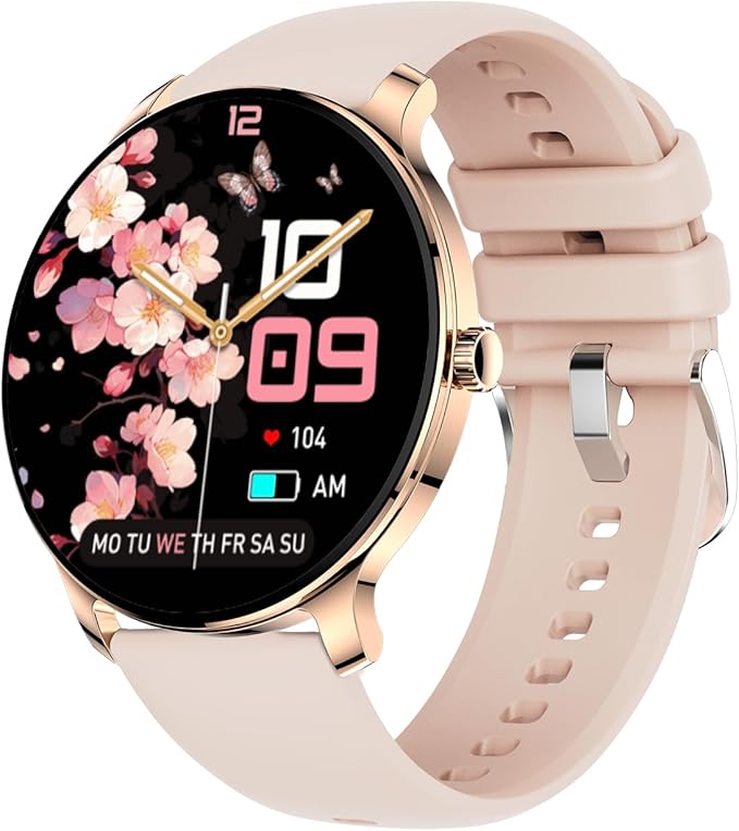 1.43” Women's Smart Watch, AMOLED Display, Work with Android/iPhone, Waterproof IP68, Long Battery Life, Fitness & Health Tracker, Heart Rate Monitor, Step Counter, Track Your Workout, Run and More
