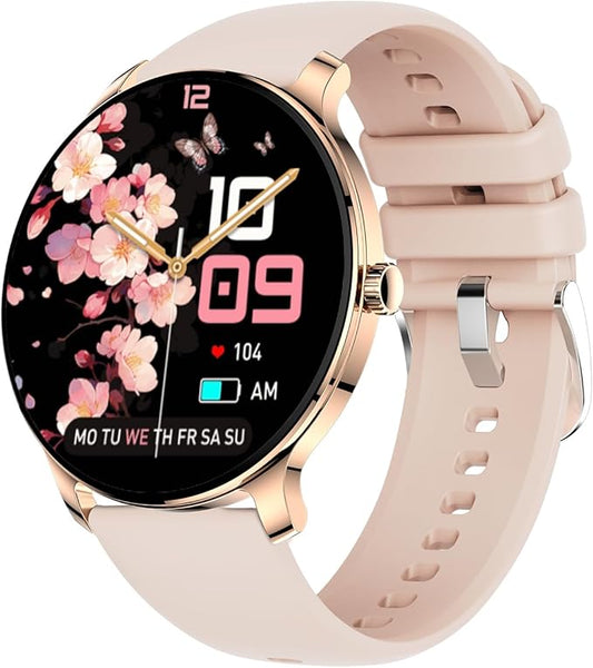 1.43” Women's Smart Watch, AMOLED Display, Work with Android/iPhone, Waterproof IP68, Long Battery Life, Fitness & Health Tracker, Heart Rate Monitor, Step Counter, Track Your Workout, Run and More