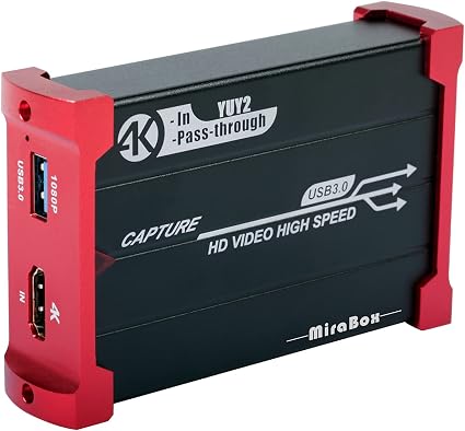 Mirabox Capture Card for Nintendo Switch,USB3.0 1080P 60FPS Video Audio Capture Card,Support 4K@30Hz Input and Passthrough for PS4 PS5 DSLR Xbox Streaming and Recording by OBS