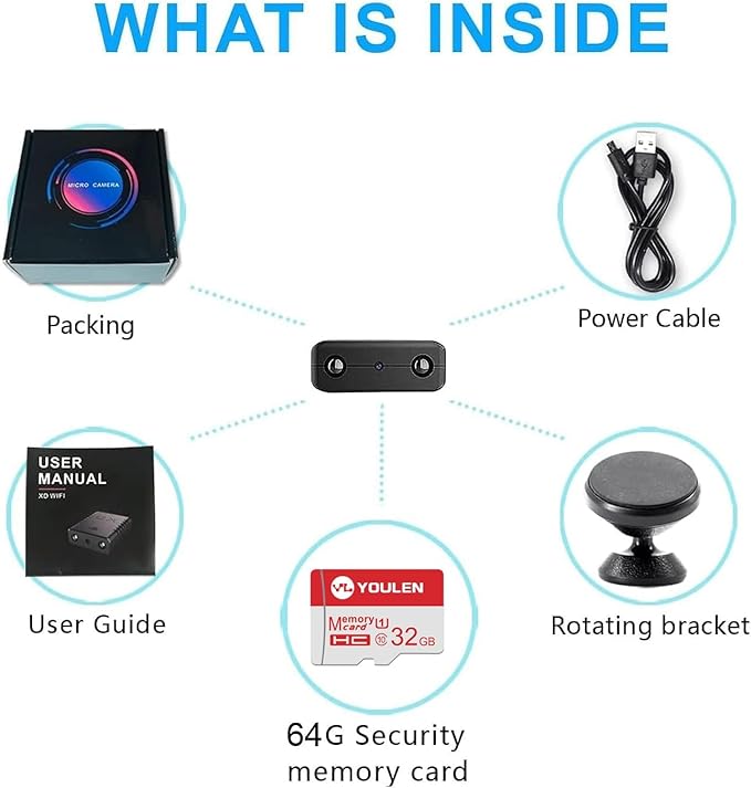【Free 32G】 Smallest Wireless Camera,HD1080P WiFi Security Camera,Baby Monitor,Mini Camera,Nanny Cam with Night Vision,Motion Detection,Cloud Storage Remote Viewing for Security withiOS Android APP