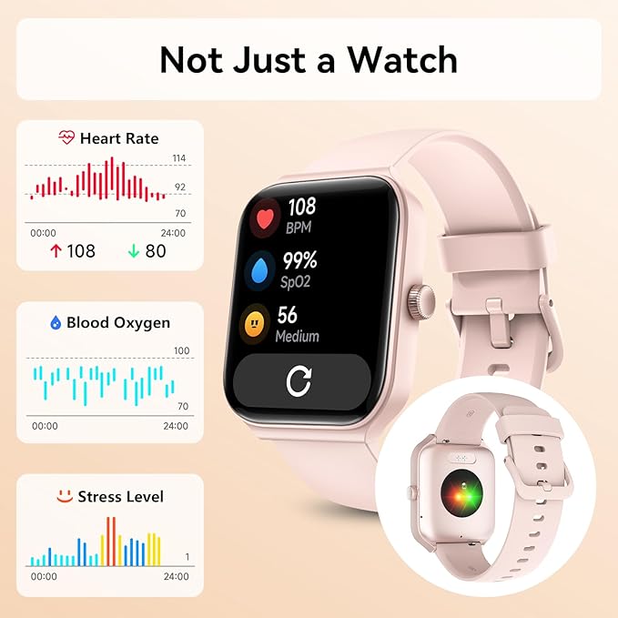 Smart Watch for Women Men, Smartwatch 1.83'' Alexa Built-in Fitness Tracker IP68 Waterproof Watch for Women Compatible for Android & iOS with Bluetooth Calls, IP68 Heart Rate/Sleep/SpO2 Monitor, 110+