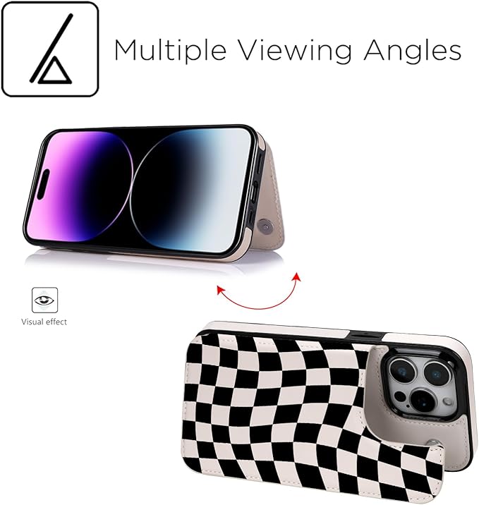 uCOLOR Compatible with iPhone 14 Pro Max Wallet Case with Card Holder Slot Folio Flip PU Leather Kickstand Double Magnetic Clasp and RFID Blocking Design Cover 6.7" (Dune Mirage Checkered)
