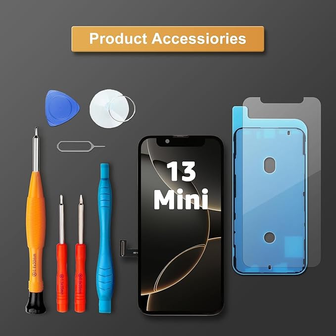LL TRADER Screen Replacement for iPhone 13 Mini 5.4" LCD Retina Display Touch Screen Digitiser with Repair Tool Kits