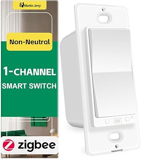 Zigbee Smart Switch no Neutral Required | 1 Channel Rocker Paddle Smart Light Switch Compatible with Alexa, SmartThings and Work with Google Home, Smart Home Devices, 1-Pack