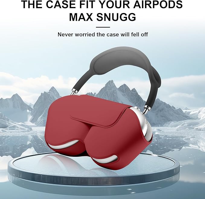 Maxjoy for Apple Airpods Max Smart Case Cover, Soft PU Leather Protective Cover Accessories for Airpod Max with Sleep Mode, Anti-Dust Travel Carrying Case for Airpods Pro Max Headphones, Red