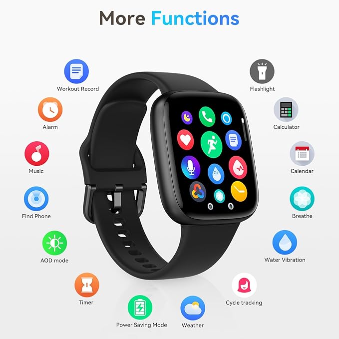 Smart Watch for Men/Women, Answer/Make Call, 1.85" AMOLED Always-On Display Screen Smartwatch for iPhone & Android, 3ATM Waterproof Fitness Tracker with Heart Rate/Sleep/SpO2 Monitor, 100+ Sport Modes
