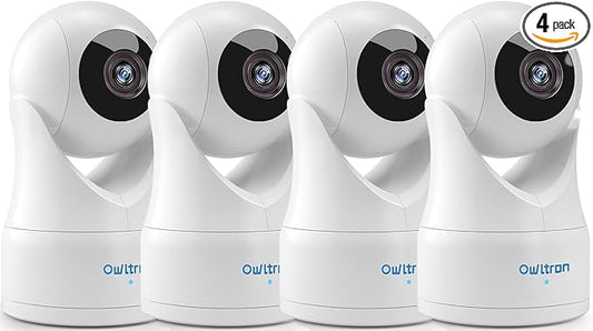 owltron 4pcs Indoor Pan/Tilt Security Camera 2K, Smart Cam for Home Security with Motion Detection, 2.4G WiFi with Phone APP, Baby/Pet Camera with IR Night Vision & Two Way Talk