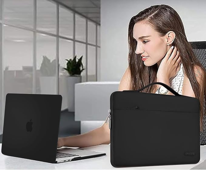 MOSISO Compatible with MacBook Air 13 inch Case M5 2026 M4 2025 M3 M2 2024-2022 A3449 A3240 A3113 A2681,Hard Shell&Sleeve Bag&Keyboard Skin&Webcam Cover&ScreenFilm for MacBook Air 13.6, Black