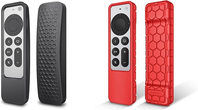 Fintie Case for Apple TV Remote 2021 2022 - Silicone 2-in-1 Case for Apple TV Siri Remote (2nd Gen/3rd Gen) and Apple AirTag + Honey Comb Lightweight Anti Slip Shockproof Silicone Cover (Pack of 2)