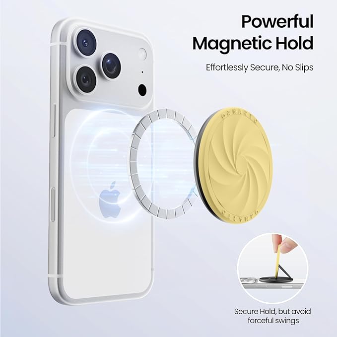 ORNARTO Vortuxe for MagSafe Phone Grip with Kickstand, Soft Liquid Silicone Finger Loop Grip, Phone Ring Holder for Back of Phone, Premium Build & Comfy Touch, Buttercream Yellow
