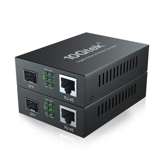 10Gtek Gigabit Ethernet Media Converter, Open SFP Fiber to Ethernet RJ45 Converter for 10/100/1000Base-Tx to SFP(SFP Slot Without Module), UL Certified, Pack of 2