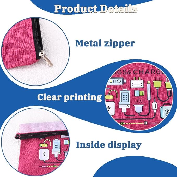 ShiQiao Spl Plugs Chargers Makeup Bag for Men Women Christmas Birthday Gifts Travel Toiletry Bag Charging Cable Organiser Bags with Zipper Chargers Makeup Cosmetic Pouch Travel Accessories Bags