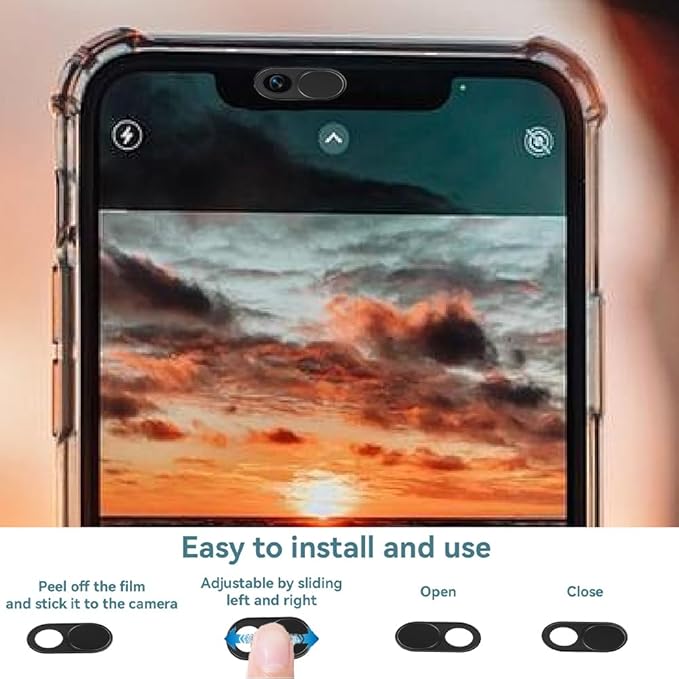 3Pcs Webcam Cover Slide Black 0.04 Inch Ultra Thin Laptop Camera Cover Metal for Mini PC Phone Laptop Desktop Tablet Aluminum Durable Phone Privacy Protectors for Home Office Travel Use