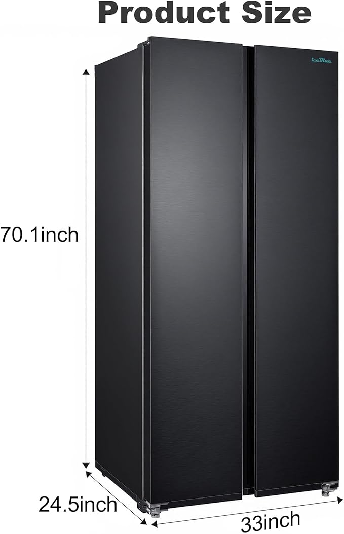 Iceblue Refrigerator, 15.6 Cu.Ft. Side-by-side Refrigerators, Black Stainless Steel Beverage Fridge with Freezer, Zoning Temperature Control Frost Free Beverage Refrigerators - Black