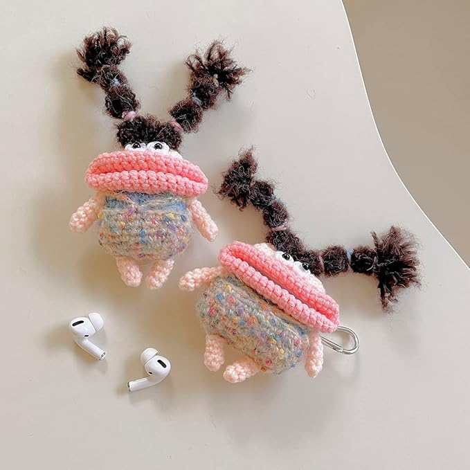 Yatchen Furry Case for AirPods 4,Funny Cute 3D Cartoon Plush Kawaii Sausage Mouth Frog Pink Fluffy Soft Warm for AirPods 4rd Generation Carrying Charging Box with Keychain Protector