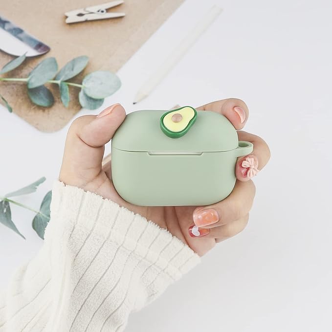 Wonhibo for Airpods Pro Case for Women Girls, Cute Kawaii Cover for Airpod Pro 2019 with Keychain (Avocado)