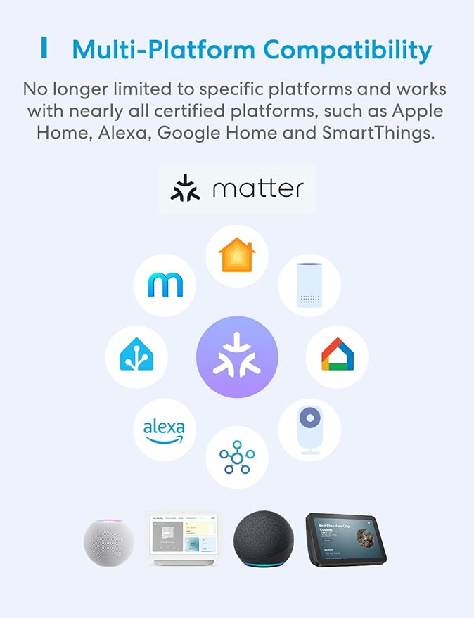 meross Smart Thermostat for Home, WiFi Thermostat Works with Matter, Alexa, Apple Home, Google Assistant, App & Voice Control, 7x24h Scheduling, Energy Saving, C-Wire Required