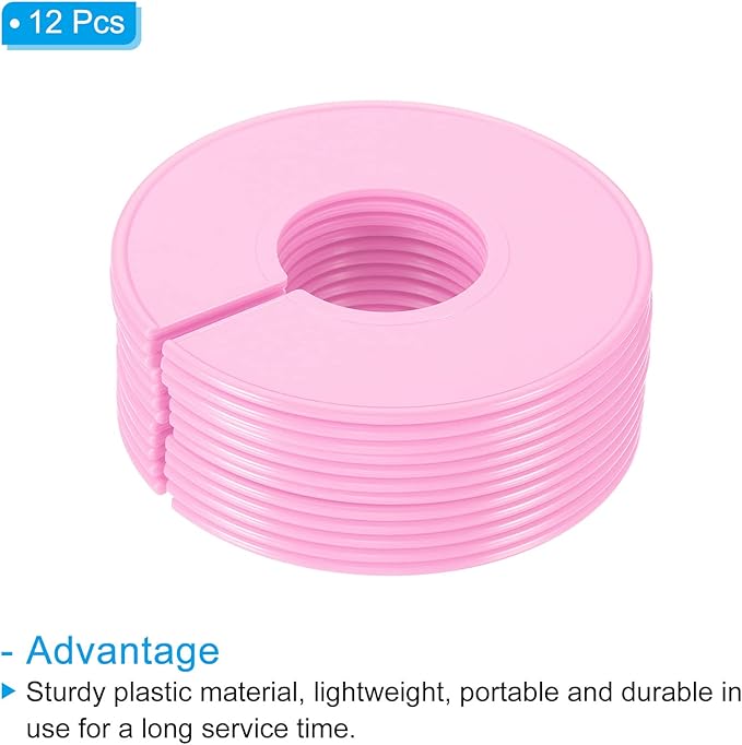 PATIKIL Clothes Dividers, 12 Pack Closet Clothing Rack Size Dividers Blank Labels Sorting Round Separator for Closet, Pink