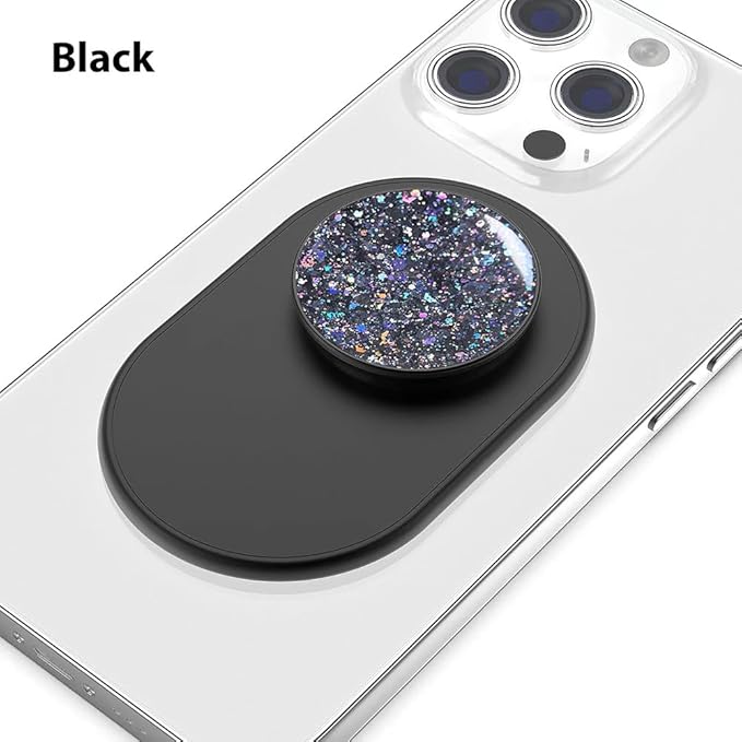 Magnetic Phone Grip for MagSafe, Phone Ring Holder Finger Kickstand Wireless Charging Compatible, Adjustable Magnet Phone Rings Gripper Stand for iPhone Mag-Safe Accessories - Sparkle Black