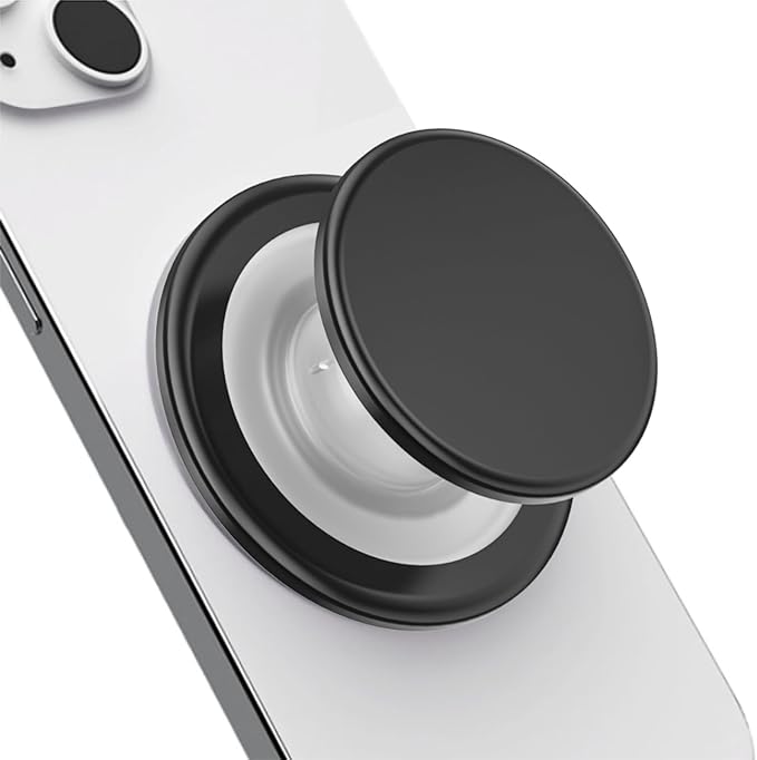 for Magsafe Phone Grip, Magnetic Phone Grip Holder, Magnetic Collapsible Expandible Mobile Phone Grips Stand Holder for iPhone 17 16 15 14 13 12 Series, Transparent Black