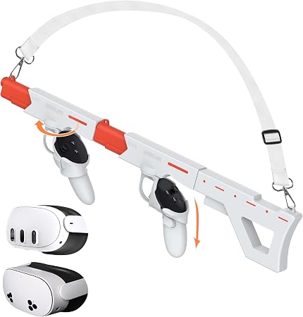 Upgraded Gunstock for Meta Quest 3, Quest 3S, Rifle-Like or Dual-Pistol Handle VR Gun Stock Quest3 VR Games Accessories Connect to Touch Controller, Real Game Feeling