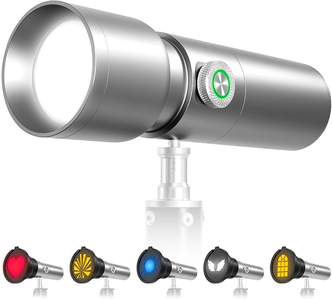 RGB Photography Flashlight, 4 Colors Fill Light with 20 Patterned Light Filters, 10W Portable LED Video Spotlight Sunset Light for Photo, Content Creation Accessories