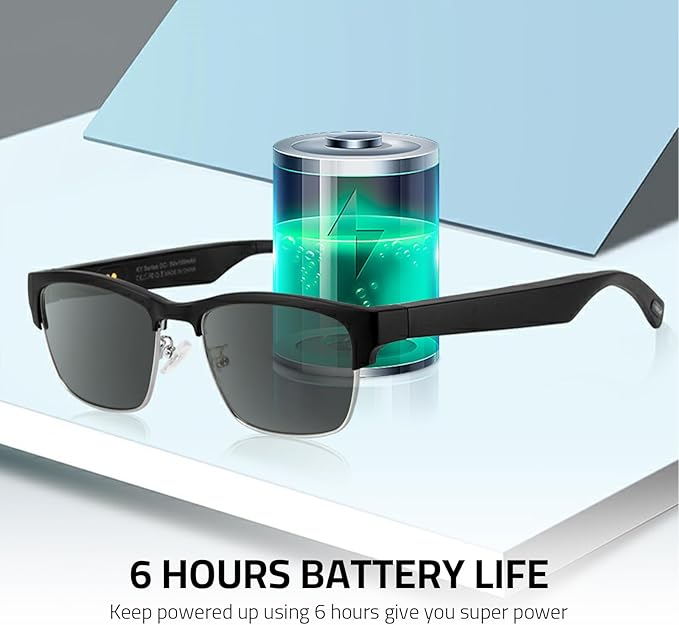 Smart Glasses Bluetooth - IP5 Waterproof Audio Sunglasses for Women and Men, Open Ear Sound Built-in Mic & Speakers, Polarized Sunglasses Lenses Smart Devices Voice Assistant (Silver)
