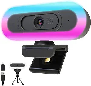 2k Webcam with Ring Light/Microphone,PC Gaming Computer Camera