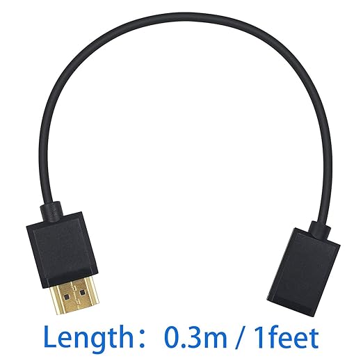 Duttek HDMI Extension Cable, 4K Short HDMI Cable, Extremely Thin HDMI Male to Female Cable Compatible for Nintendo Switch, Xbox One S 360, PS5, PS4, Roku TV Stick, Blu Ray Player, etc 30cm/12 Inch