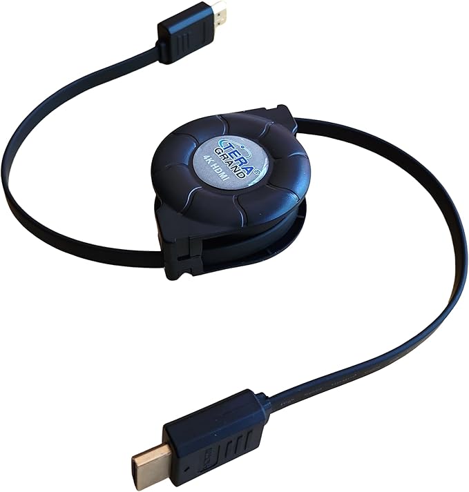 Tera Grand Premium 4K High-Speed HDMI 2.0 Retractable Cable, Extends up to 4.25 feet - Supports 4K Ultra HD, 3D, ARC, HDR, and Ethernet Channel