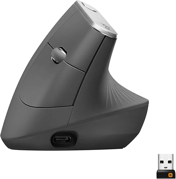 Logitech MX Vertical Wireless Mouse Ergonomic Design - Graphite - Image 7