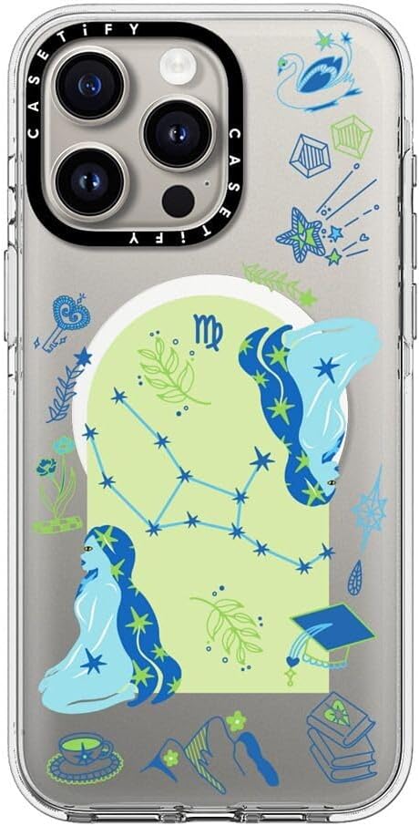 CASETiFY Clear iPhone 15 Pro Max Case [Not Yellowing / 6.6 ft. 3X Military Grade Drop Protection/Compatible with Magsafe] - Virgo - Clear