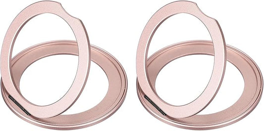 PATIKIL 2Pcs Phone Ring Holder, Metal 360 Rotation Magnetic Phone Grip Holder Stand with Adhesive Backing Smartphone Finger Grip Kickstand for Tablet Case Car Mount Accessory, Pink