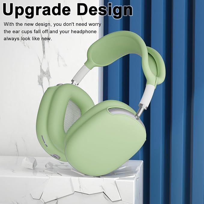 ATUAT for AirPods Max Headphones Case, Protective Silicone Case Cover Skin Accessories Anti-Scratch for Women Men for Apple AirPods Max 2024/2020 (USB-C/Lightning), Matcha