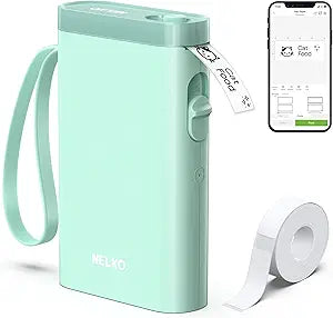 Nelko P21 Label Maker Machine with Tape, Bluetooth Label Printer, Green