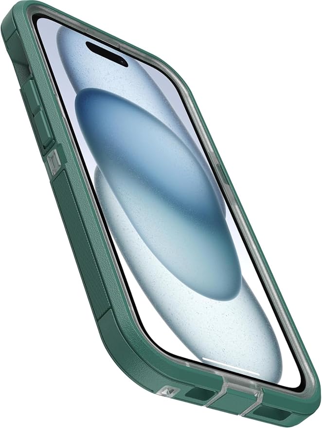 OtterBox iPhone 15, iPhone 14 & iPhone 13 (Only) - Defender Series XT Clear Case - Velvet Evergreen (Clear) - Snaps to MagSafe - Screenless - Rugged - Lanyard Attachment - Non-Retail Packaging