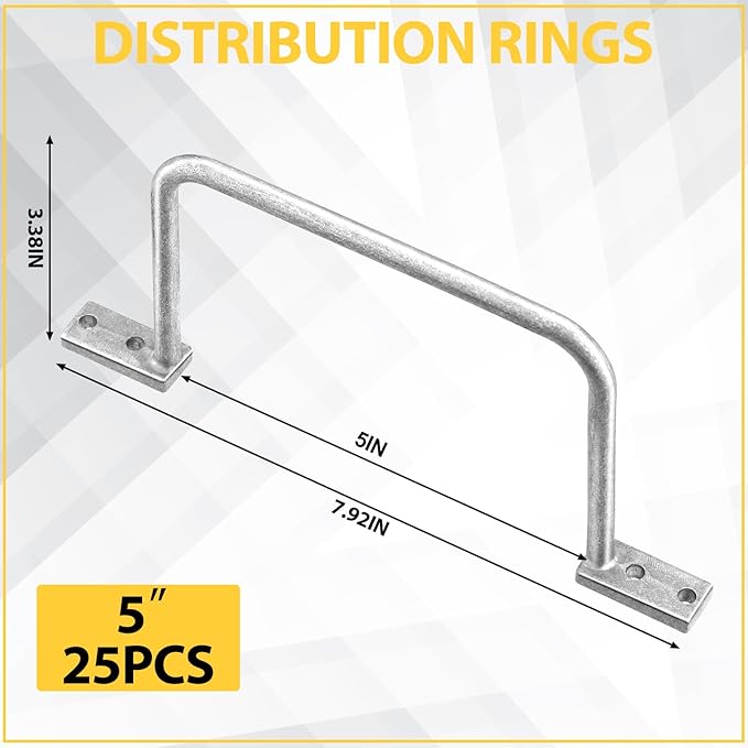 25 Pcs Distribution Rings Aluminum D Ring for Sorting Out Electric Cables, Cable Management, for Commercial and Residential Use, Silver(5 Inch)