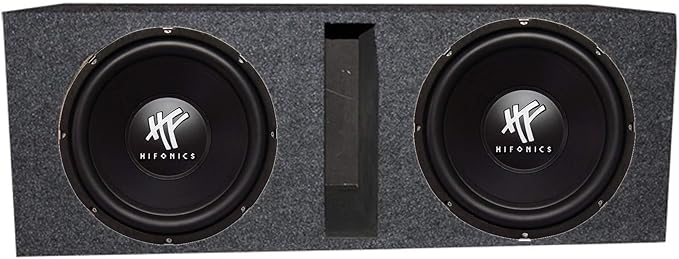 Hifonics 2 Pack Subwoofers, 12" 1600W Car Audio DVC Speakers Bundled with QPower Ported Enclosure Box