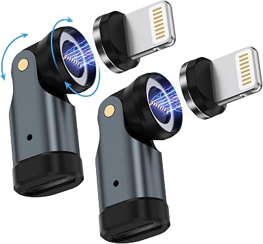 Magnetic USB C to Lightning Adapter, 540 Rotating Fast Charging Connector