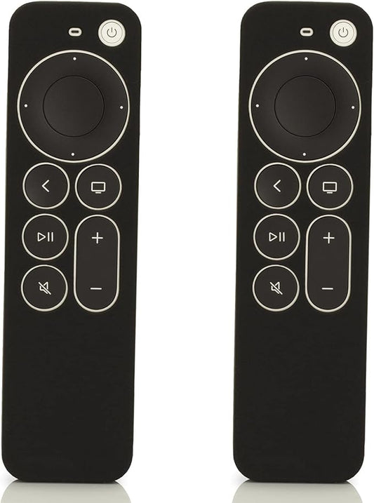 LEFXMOPHY Sleeve Replacement for Apple TV Remote Case 3rd Gen New 4K TV 2021-2024 Series 6 Generation Control, Siri 2nd Silicone Skin with Lanyard, 2-Pack Black