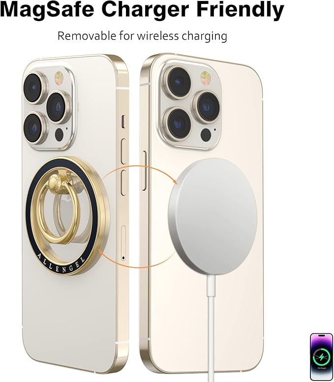 Allengel Magnetic Phone Grip for MagSafe, Magnetic Ring Holder Compatible with MagSafe Phone Ring, 360°Rotating Finger Kickstand for iPhone 16 Pro Max 15 14 13 12 Plus & Android Phone
