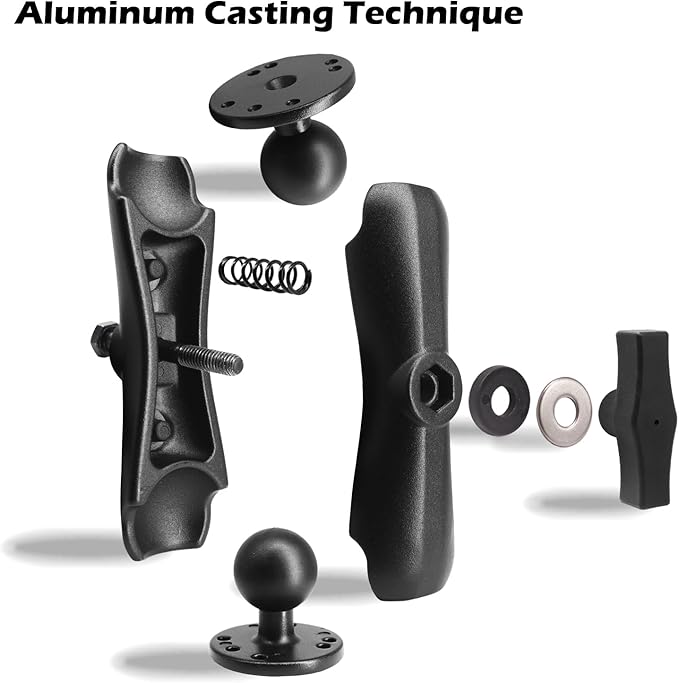 Aluminum 1.5" Double Ball Mount with Two AMPS Round Plates, Tablet, Fish Finder Mount, Double Socket Arm with 1.5 inches / 38mm / C Size Ball, Compatible with RAM, Arkon, iBolt and More