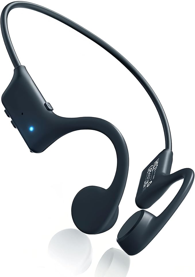 Open Ear Bone Conduction Headphones Bluetooth Wireless with Mic, 12H Battery, Lightweight IPX5 Waterproof Sport Headphones for Running, Cycling, Workout (Nightfall Black)