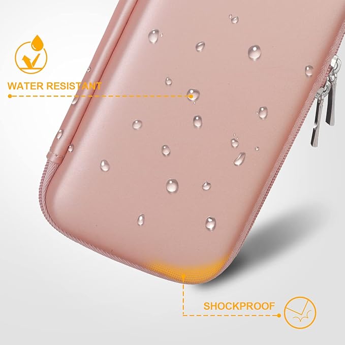 BOVKE Hard Case for Roku Voice Remote Controller, Streaming Stick+ / 4K, TV Steaming Stick 3820R/ 3821R/3941R, Extra Mesh Pocket for Adapters, Cables, Rose Gold