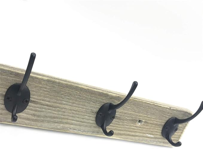 Wall Mounted Coat Rack, Wooden Entryway Vintage Rustic Coat Rack Hat Hanger Rack Zinc die-cast 4-Hook Rail for The Entryway, Bathroom, Bedroom, Kitchen, Mudroom Pinewood Alloy 4-Hook